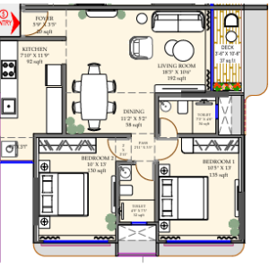 Mesacon Harmony 2BHK FLoor Plan